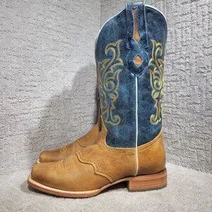 J.B. Dillon Windmark Men's Size 9 EE Brown Blue Leather Western Boots JBR2004