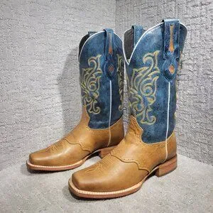 J.B. Dillon Windmark Men's Size 9 EE Brown Blue Leather Western Boots JBR2004