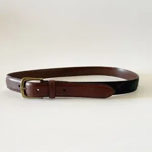 J.Crew Belt Leather Wool Stewart Plaid Preppy Casual Holiday 32