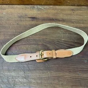 J.Crew Brown Leather and Webbing Tan Belt Like New