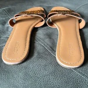 J. Crew Leopard Print Slip On Sandals Summer Slides Size 10 Boho Resort Shoes