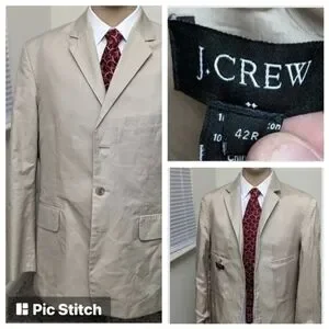 J Crew Men's Blazer Size 42R Tan Sport Coats Quality‎ Suits By J Crew