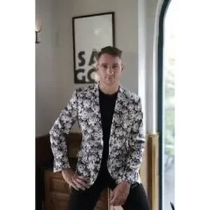 J.Ferrar Floral Blazer Jacket Men's Gray White Roses Pattern Slim