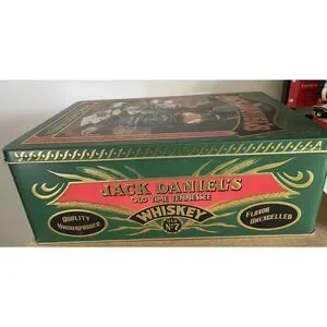Jack Daniels Whiskey Old No. 7 Mancave Hinged Tin Box Mansfield England 8”x11”