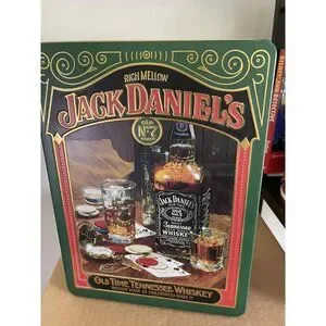 Jack Daniels Whiskey Old No. 7 Mancave Hinged Tin Box Mansfield England 8”x11”