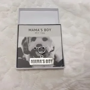 Jaeci Mama's Boy Pet Tag Stainless Steel Dog Cat Jewelry New in Box