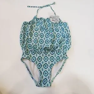 Janie and Jack Blue Flower Halter Swimsuit