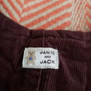 Janie And Jack Brown Corduroy Bear Overalls Size 0-3 Months Holidays/Winter