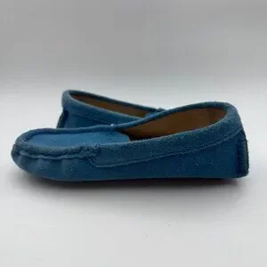 Janie & Jack Boys Blue Suede Shoes Slip On Great For Easter Outfit Sz 10-11
