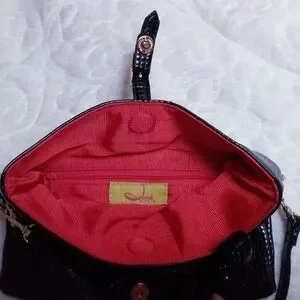 Jazzd Convertible Foldover Purse Clutch Wristlet Black Textured Vegan Leather