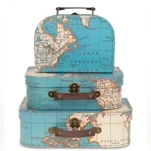 Jewelkeeper Paperboard Suitcases 3 Vintage Decorative Storage Boxes