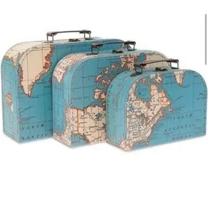 Jewelkeeper Paperboard Suitcases 3 Vintage Decorative Storage Boxes