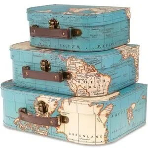 Jewelkeeper Paperboard Suitcases 3 Vintage Decorative Storage Boxes