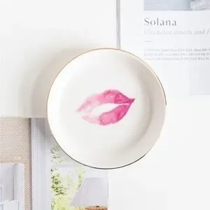 Jewelry Dish Lips/Lipsticks Ceramic Deco
