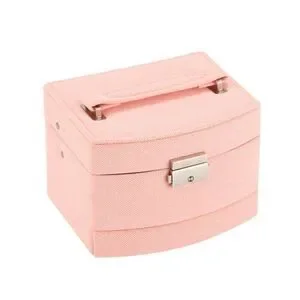 Jewelry Storage Organizer Box With Mirror Pink Giftable Rings Watches Necklace