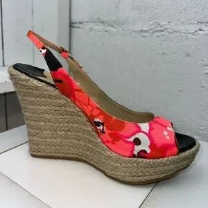 Jimmy Choo Polar Espadrille Wedge Peep Toe Sandals – Size 42 Pop Of Color
