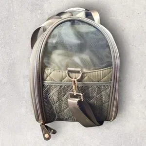 Joan & David Quilted Olive Green Pet Carrier Travel Bag Sherpa Pad Small Animal