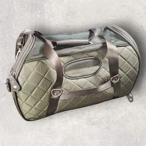 Joan & David Quilted Olive Green Pet Carrier Travel Bag Sherpa Pad Small Animal