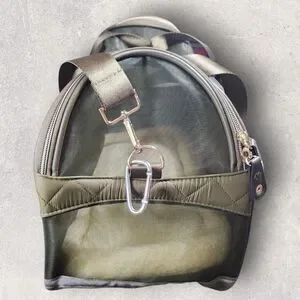 Joan & David Quilted Olive Green Pet Carrier Travel Bag Sherpa Pad Small Animal