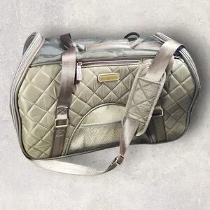 Joan & David Quilted Olive Green Pet Carrier Travel Bag Sherpa Pad Small Animal