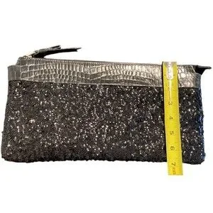 Johanna Rubiano Sequin Black Clutch Bag