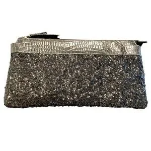 Johanna Rubiano Sequin Black Clutch Bag