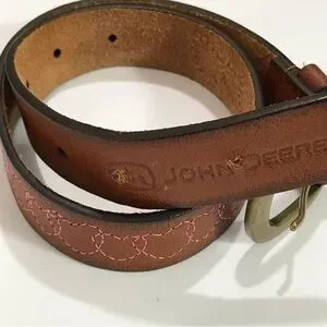 John Deere Girls Genuine Brown Leather Belt Threaded Heart Details Kids Belt