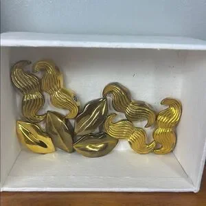 Jonathan Adler Gold Lip and Mustache Card Holder