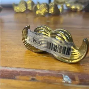 Jonathan Adler Gold Lip and Mustache Card Holder