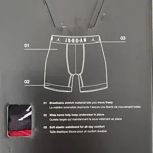 Jordan Boxer Brief Mens Large Jumpman Flight Cotton Stretch 2 Pack Black Red