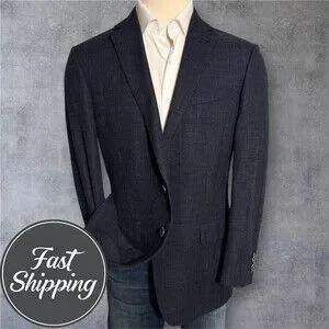 JOSEPH ABBOUD Mens 42R Navy COMERO Italian Wool/Cotton Blazer Sport Coat Jacket