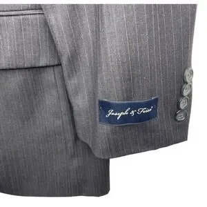 Joseph & Feiss Wool Suit Mens 40R Unhemmed 35x37 Gray Pinstripe NWT $450 FLAWS