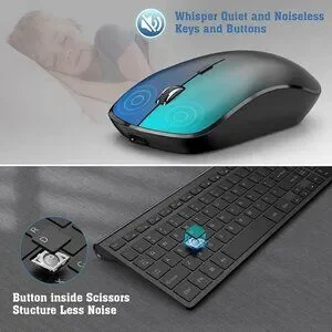 JOYACCESS Rechargeable 2.4G Wireless Keyboard And Mouse Combo Black New