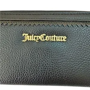 Juicy Couture Black Faux Leather Women's Long Zip Around Wallet‎