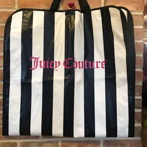 Juicy Couture Garment Bag Pink Letters Striped Zip Travel Storage
