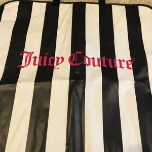 Juicy Couture Garment Bag Pink Letters Striped Zip Travel Storage