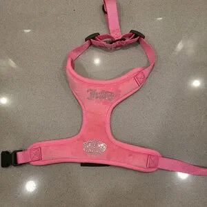 Juicy Couture Pink Dog Harness with Rhinestone Crown