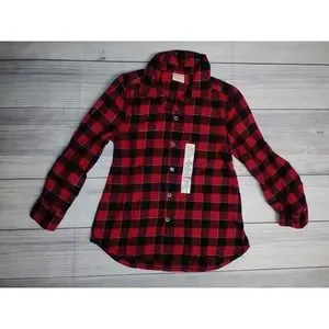 Jumping Beans Girls Red/Black Flannel Top Size 5