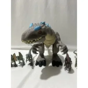 Jurassic World Lot Of 7 Dino Indominus Rex Raptor Velociraptor Dilophosaurus