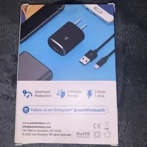 Just Wireless 1.0A/5W 1-Port USB-A Home Charger With 6ft TPU Type-C to USB-A