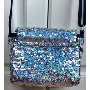 Justice Girl’s Crossbody Sequin Silver Purse Bag