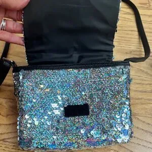 Justice Girl’s Crossbody Sequin Silver Purse Bag