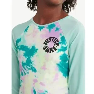 Justice Girls Long Sleeve Rashgaurd Swimsuit Set Size Medium