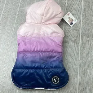 Justice Pet Reversible Puffer Jacket Chest And Neck Strap Ombre XS