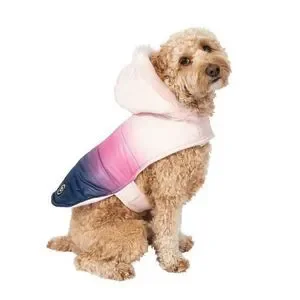 Justice Pet Reversible Puffer Jacket Chest and Neck Strap Ombre XS
