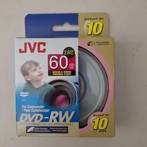 JVC DVD-RW 60 Min 2.8GB/Go Set Of 10 - NEW SEALED