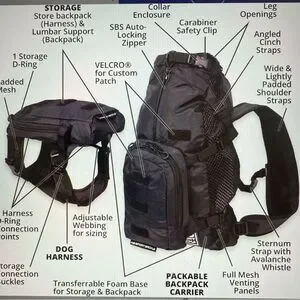 K9 Sport Sack Walk-On Packable Backpack Dog Carrier Black Large