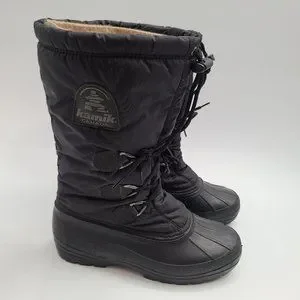 Kamik Snow Winter Boots US sz 7 Black Drawcord Waterproof Removable Liner Canada