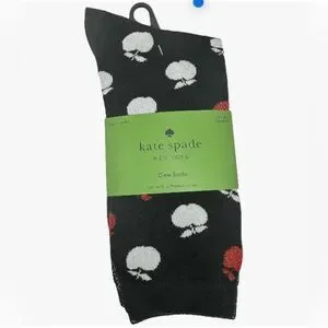Kate Spade Crew Socks 3 Pair Black-Multi NWT