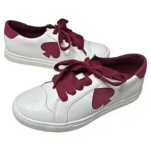 Kate Spade Fez White Leather Burgundy Sneakers Sz:6